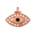 Rose gold evil eye pendant with sparkling white zircons and black center bead - Small Rose Gold Charm L452904-Rose Gold