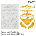 European vine relief silicone mold for fondant and chocolate cake decoration with size details - Model 2#15-26 / Gray