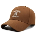 Dark brown cotton baseball cap with white letter embroidery and structured brim - Adjustable / Coffee