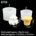Silicone ice cream mold set for candle making with vortex top and cone base shapes - 8# Translucent B766