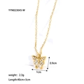 Collier papillon en acier doré orné de zircons blancs avec une chaîne ajustable - Yyn023045-w