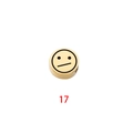 Polished gold stainless steel round bead with laser engraved meh face emoji for DIY jewelry - Expression 17