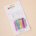 Set of 5 colorful floral birthday candles with embossed petals in blister packaging - Mixed Color Mixed Flowers / 5 Pcs Set / Colorful Flower