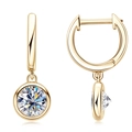 Luxurious S925 silver hoop earrings with round brilliant-cut Moissanite in gold finish - 925 Silver / Yellow