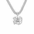 Collana a catena cubana Miami d'argento con ciondolo a lettere SAD BOY diamantato - Argento (Con Catena Cubana 50cm)