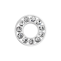 Silver finish 10mm alloy charm with 11 round sparkling rhinestones for DIY pet collars - 10mm / Letter O with Rhinestone