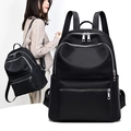 Zaino versatile in tessuto Oxford nero per donna con tasche multiple con cerniera - Nero Cerniera Argento - Taglie Forti