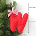 Red felt Christmas tree letter W ornament with checkered bow and golden bell - W-Bell