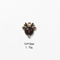 Detail of Christmas reindeer pendant with black enamel, red nose and crystal accent - No.17 Rhinestone Large Reindeer Head