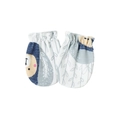 Newborn anti-scratch cotton mittens with hedgehog print and elastic wrist bands - One Size / Dull Bear / 1 Pair Set (Elastic Cuff)