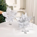 Fleurs de Noël artificielles à paillettes blanches et argentées 26cm pour sapin - Argent & Blanc
