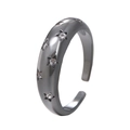 Adjustable black gunmetal ring with sparkling zircon star patterns and open design - Gun Black Star Inlaid Style (12287)