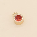 Round 14k gold pendant with fine cut orange-red zircon stone and small top loop - Orange Red