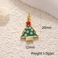 Detailed view of a 20mm green enamel Christmas tree charm with golden plating and crystals - Mini Christmas Tree