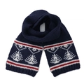 Berretto in maglia Fair Isle blu scuro con motivi a fiocchi di neve rossi e bianchi - Sciarpa / Blu navy