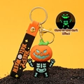 Luminous Halloween pumpkin skeleton keychain with orange glow-in-the-dark ghost charm - Luminous Pumpkin Skeleton Trick-or-Treater