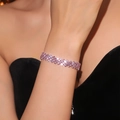 Brillante pulsera de diamantes de imitación rosas con diseño de circón de filas - Estilo B Pulsera De Diamantes De Imitación Rosas / Rosa