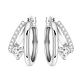 Créoles en argent sterling S925 avec oxyde de zirconium en forme de cœur pour femme - Créole Cœur à 2 Couches 4204