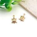 Golden sea turtle zinc alloy pendants with front shell texture and back line details - Sea Turtle