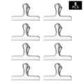 Set of 8 silver stainless steel T-shape food sealing clips for kitchen storage - Large / Silver