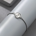 Bracciale regolabile in acciaio inossidabile argento con pendente Tai Chi Yin Yang e catena - Argento