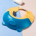 Adjustable silicone baby shower cap with blue and yellow pig design for ear protection - Cute Pig Shape Blue