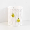 White knitting texture pen holder with cute yellow durian charms for desk organization - Durian