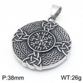 Ciondolo bussola vichinga Vegvisir vintage in acciaio antico, amuleto guerriero 38mm - Pendente Bussola Vegvisir (Senza Catena)