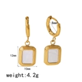 Minimalist 18K gold stainless steel geometric rectangular earrings with white inlay - White Rectangular Style (TE6509-WT)