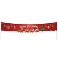 Red Merry Christmas banner with Santa Claus train and festive tree decorations - 004 Red Cartoon Train and Tree / 300*50cm