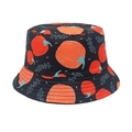 Dettaglio cappello reversibile per bambini con stampe di zucca su tessuto nero - Circonferenza della Testa 52-54cm / Nero