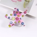 Pinza para pelo de estrella rosa tie-dye con coloridos patrones de caras sonrientes - Cara Sonriente Tie Dye Rosa (C9-2-25)