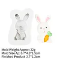White silicone rabbit mold with finished bunny and carrot cake topper decoration - Gray Rabbit (B814)