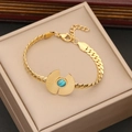 Gouden roestvrijstalen slangenketting met turkoois hanger op een sieradendoosje - 2# Armband