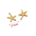 Macro detail of 17mm gold sea star charms for DIY jewelry making in stainless steel - Golden Small Starfish