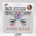 Face sticker set with colorful acrylic rhinestones for music festivals and creative makeup - 16x17cm Paper Card / LZ005 Face Sticker+Nail Sticker (Colorful)