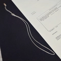Slim silver titanium steel link chain necklace featuring a lobster clasp and logo tag - O Chain / 40+5cm / Silver