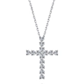 Elegante collana in argento S925 con ciondolo a croce in zirconi con taglio a cuore - Peso circa 8,63g / Oro bianco DY190170