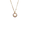 Collana placcata oro alla moda con ciondolo a cerchio smiley e zirconi colorati - Smiley in zirconia colorata