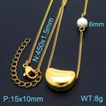 Collana dorata con ciondolo a fagiolo e perla bianca con specifiche di misura - 450x1.5mm / Grande Collana Intrecciata Oro