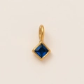 Detail of 18K gold plated stainless steel pendant featuring a rhombus cut blue gemstone - September Rhombus Birthstone Pendant Only (Without Chain)