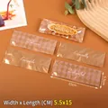 Golden diamond pattern food packaging bags 5.5x15cm for almond brittle, 100 pack - Golden Delight 4-in-1 / Pack of 100