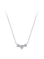 S925 sterling silver necklace featuring three round brilliant cut cubic zirconia pendants - Necklace (TL237)