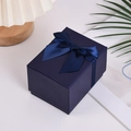 Elegant navy blue rectangular gift box with matching satin ribbon bow on a white desk - 10*7.5*7cm / Dark Blue