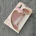 Pink quartz facial roller and gua sha set in a premium white gift box with display window - Pink Roller Set