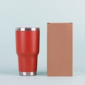 Red 30oz insulated stainless steel tumbler with matching cardboard gift box packaging - Orange Red
