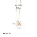 Detail view of gold letter M pendant with dimensions and specifications on white background - Letter M