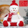 Muñeco de nieve navideño de peluche tejido en rojo y blanco, mide 20x10x25cm - Muñeco de nieve