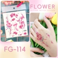 Pink glitter tattoo stickers with flower and butterfly patterns model FG-114 for women - FG-114 (Pink Memories)