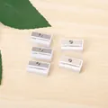 Detailed set of five stainless steel replacement blades for pencil sharpeners on wood - Square Pencil Sharpener Pure White